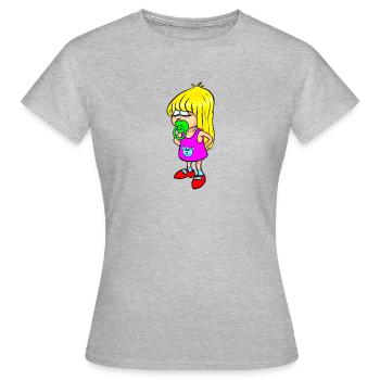 Enfant avec tétine - T-shirt Femme - gris chiné - Devant - AI Model Female 172 dark (172cm)