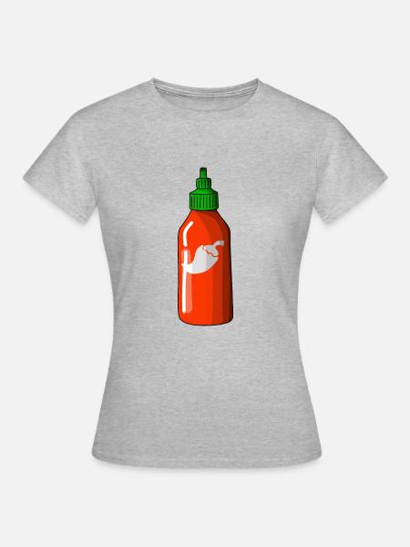Scharfe Sauce Chilli Asien Sriracha Rot Jalapeno - Frauen T-Shirt - Grau meliert