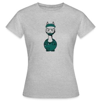 Die Alpaka OP-Schwester - Frauen T-Shirt - Grau meliert - Vorne - AI Model Female 172 dark (172cm)