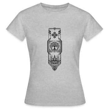 Mittelalterlicher Bannerbaum des Lebens - Frauen T-Shirt - Grau meliert - Vorne - AI Model Female 172 dark (172cm)