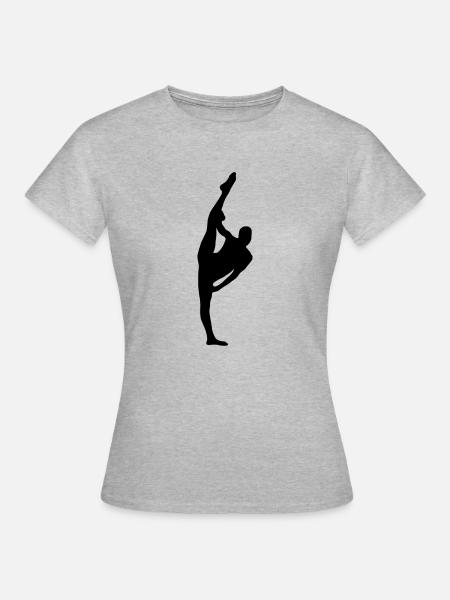 Vektor Balletttänzer Silhouette - Frauen T-Shirt - Grau meliert