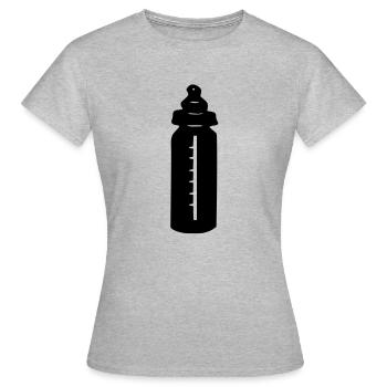 baby_milch_flasche_flaeschchen - Frauen T-Shirt - Grau meliert - Vorne - AI Model Female 172 dark (172cm)