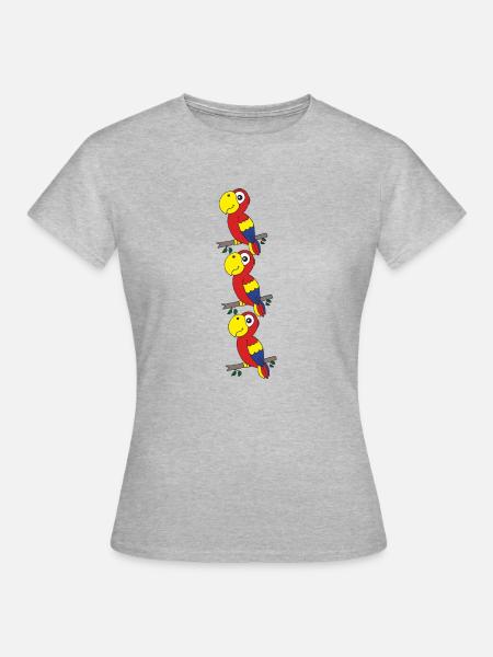 papagei drillinge - Frauen T-Shirt - Grau meliert