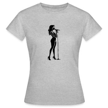 Female Singer Superstar - Idol Design - Frauen T-Shirt - Grau meliert - Vorne - AI Model Female 172 dark (172cm)
