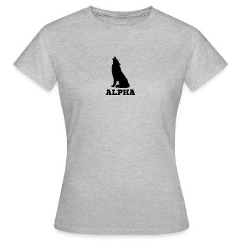 ALPHA WOLF - Frauen T-Shirt - Grau meliert - Vorne - AI Model Female 172 dark (172cm)