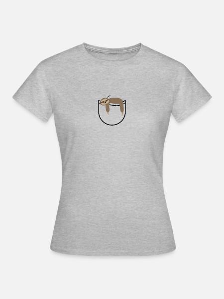 Pocket Sloth - Frauen T-Shirt - Grau meliert