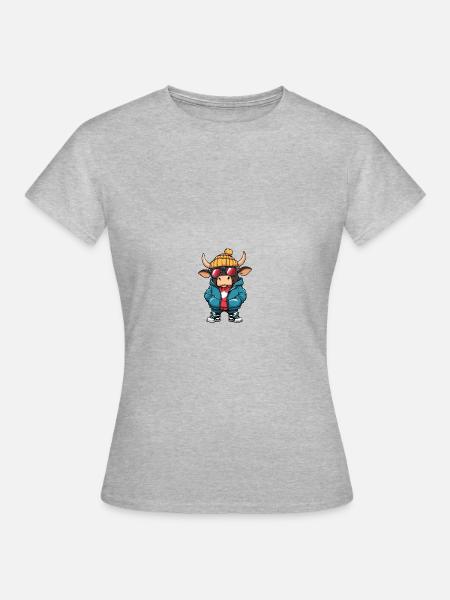 Stier Winter Comic - Frauen T-Shirt - Grau meliert