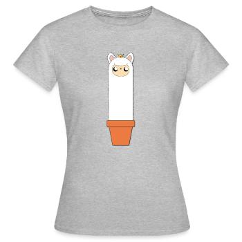 Alpaka im Blumentopf - Frauen T-Shirt - Grau meliert - Vorne - AI Model Female 172 dark (172cm)