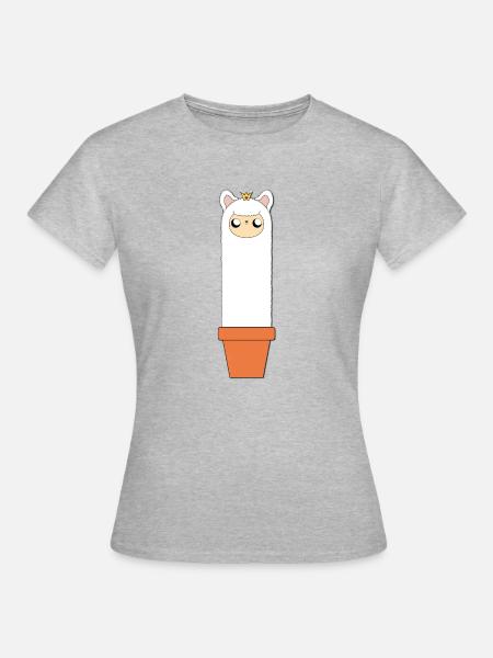 Alpaka im Blumentopf - Frauen T-Shirt - Grau meliert