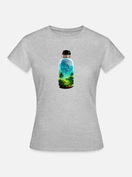 Flasche mit einem Wald - Frauen T-Shirt - Grau meliert