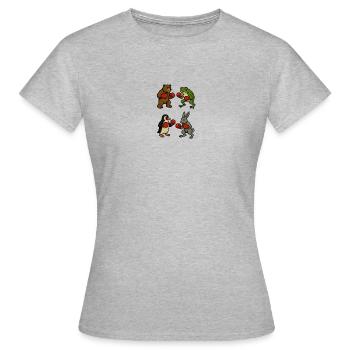 ours grenouille pingouin lapin boxe combat de ring de boxe - T-shirt Femme - gris chiné - Devant - AI Model Female 172 dark (172cm)