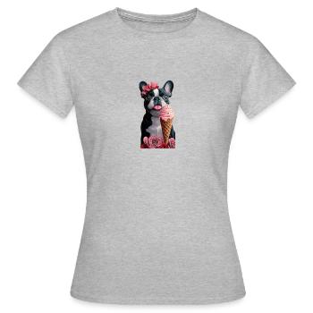 BULLDOG GOURMAND - T-shirt Femme - gris chiné - Devant - AI Model Female 172 dark (172cm)