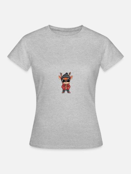 Hirsch Winter Comic - Frauen T-Shirt - Grau meliert