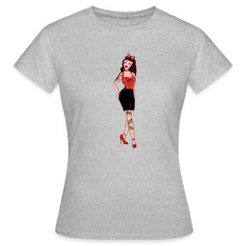 Pin-up Rockabilly - T-shirt Femme - gris chiné - Devant - AI Model Female 172 dark (172cm)