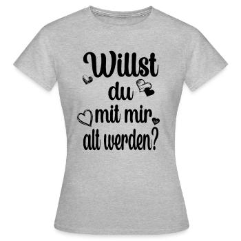 Heiratsantrag Antrag Verlobung Idee Überraschung - Frauen T-Shirt - Grau meliert - Vorne - AI Model Female 172 dark (172cm)