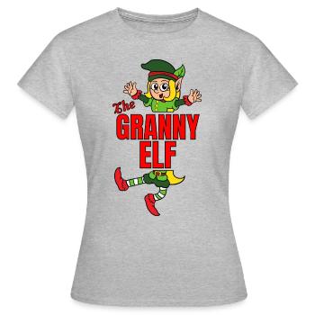 The Granny Elf Elfe Partnerlook Weihnachtself - Frauen T-Shirt - Grau meliert - Vorne - AI Model Female 172 dark (172cm)