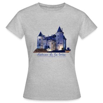 Châteaux de la Loire - T-shirt Femme - gris chiné - Devant - AI Model Female 172 dark (172cm)