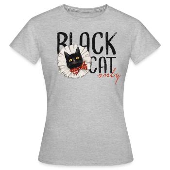 Chat noir. Chat noir rétro. - T-shirt Femme - gris chiné - Devant - AI Model Female 172 dark (172cm)