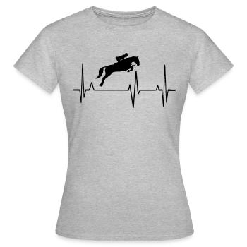 Springreiten - Reiten - Frauen T-Shirt - Grau meliert - Vorne - AI Model Female 172 dark (172cm)