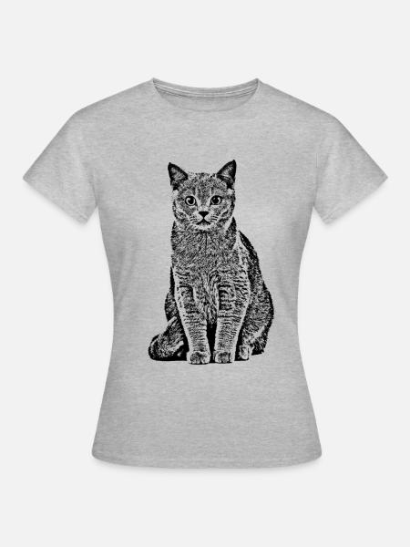 Katze - Frauen T-Shirt - Grau meliert