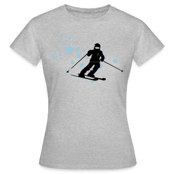 Sports d'hiver - skieur neige - T-shirt Femme - gris chiné - Devant - AI Model Female 172 dark (172cm)