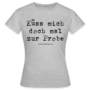 Küss mich - Frauen T-Shirt - Grau meliert - Vorne - AI Model Female 172 dark (172cm)