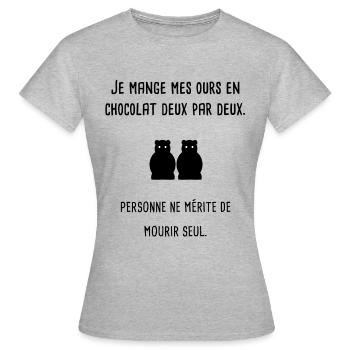 gourmande humour - T-shirt Femme - gris chiné - Devant - AI Model Female 172 dark (172cm)
