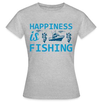 Fishing is Happiness - Frauen T-Shirt - Grau meliert - Vorne - AI Model Female 172 dark (172cm)