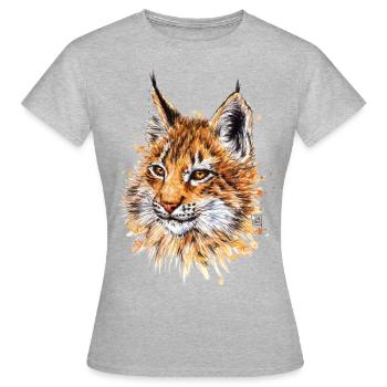 Luchs | lynx - Frauen T-Shirt - Grau meliert - Vorne - AI Model Female 172 dark (172cm)