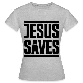 jesus saves - Women's T-Shirt - heather grey - Front - AI Model Female 172 dark (172cm)