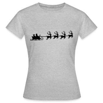 Chants de Noël, Père Noël et rennes - T-shirt Femme - gris chiné - Devant - AI Model Female 172 dark (172cm)