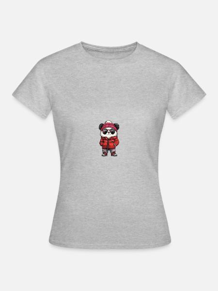 Panda Winter - Frauen T-Shirt - Grau meliert