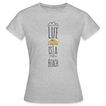 La vie est une plage lettrage été été police - T-shirt Femme - gris chiné - Devant - AI Model Female 172 dark (172cm)