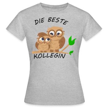Die beste Kollegin Eulen Arbeitskollegin Geschenk - Frauen T-Shirt - Grau meliert - Vorne - AI Model Female 172 dark (172cm)