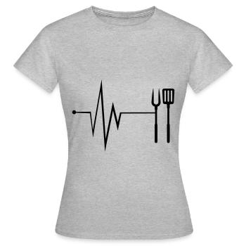 Grillzange Grillen Puls - Frauen T-Shirt - Grau meliert - Vorne - AI Model Female 172 dark (172cm)