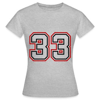 33 Number number - Women's T-Shirt - heather grey - Front - AI Model Female 172 dark (172cm)