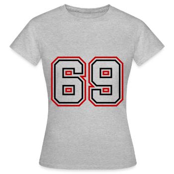 69 Numéro de numéro - T-shirt Femme - gris chiné - Devant - AI Model Female 172 dark (172cm)