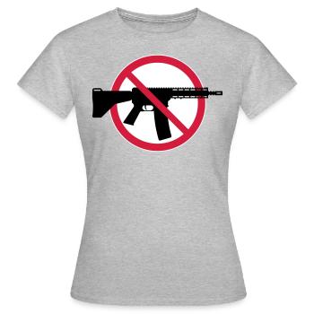Interdiction des armes Boucliers d’interdiction (Pas d’armes Peace) 3C - T-shirt Femme - gris chiné - Devant - AI Model Female 172 dark (172cm)