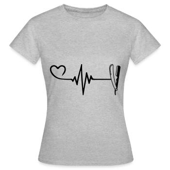 Rasieren Barber Puls Herz Liebe - Frauen T-Shirt - Grau meliert - Vorne - AI Model Female 172 dark (172cm)