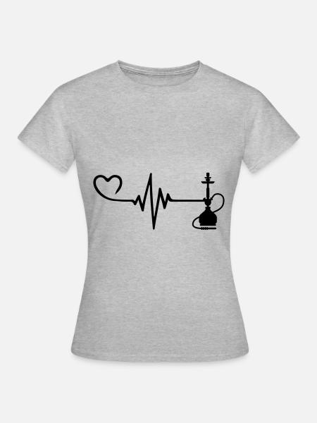Bong Puls Herz Liebe - Frauen T-Shirt - Grau meliert