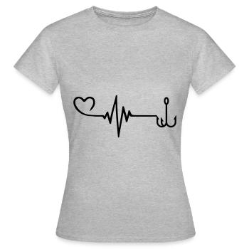 Angelhaken Puls - Frauen T-Shirt - Grau meliert - Vorne - AI Model Female 172 dark (172cm)