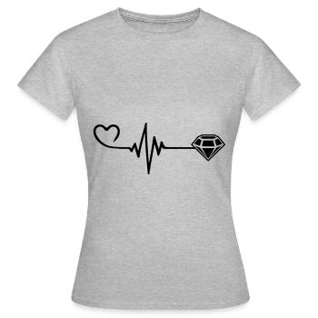 Diamond Pulse Heart Love - Women's T-Shirt - heather grey - Front - AI Model Female 172 dark (172cm)