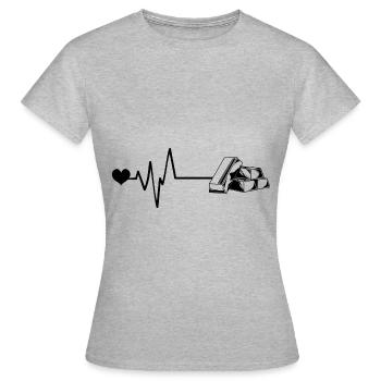 Impulsion d’or Coeur Amour - T-shirt Femme - gris chiné - Devant - AI Model Female 172 dark (172cm)