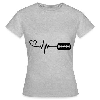 Rasierklinge Puls Herz Liebe - Frauen T-Shirt - Grau meliert - Vorne - AI Model Female 172 dark (172cm)