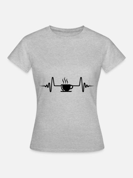 Kaffeetasse Puls - Frauen T-Shirt - Grau meliert