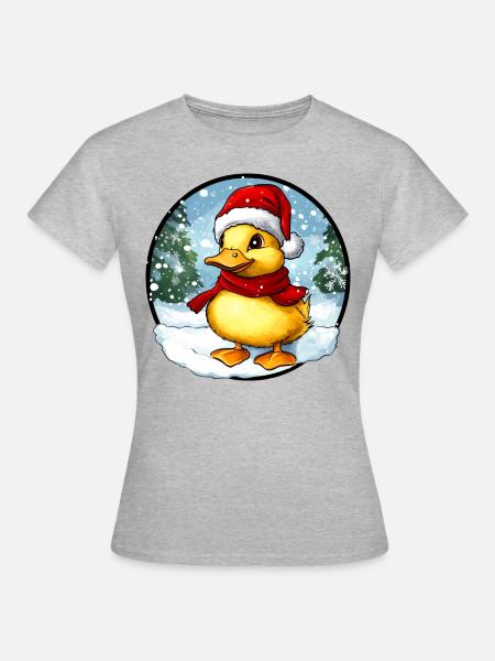 Entchen Weihnachten - Frauen T-Shirt - Grau meliert