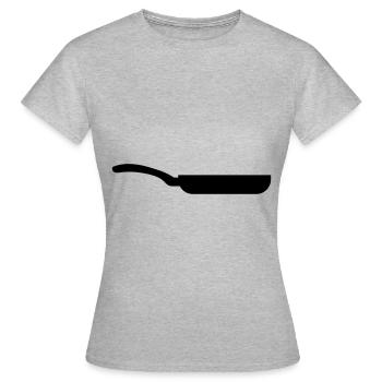Pfanne Icon - Frauen T-Shirt - Grau meliert - Vorne - AI Model Female 172 dark (172cm)