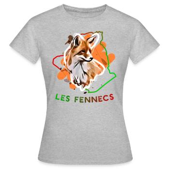 Les fennecs - T-shirt Femme - gris chiné - Devant - AI Model Female 172 dark (172cm)