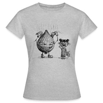 Zwiebel - Frauen T-Shirt - Grau meliert - Vorne - AI Model Female 172 dark (172cm)