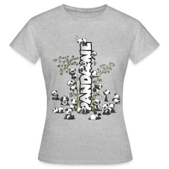 Panda’s « Pandamie » mignon ours panda câlin - T-shirt Femme - gris chiné - Devant - AI Model Female 172 dark (172cm)
